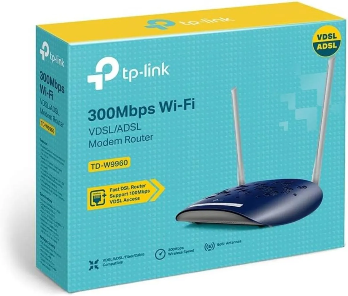 TD-W9960 Wireless VDSL and ADSL Modem Router 300Mbps Blue