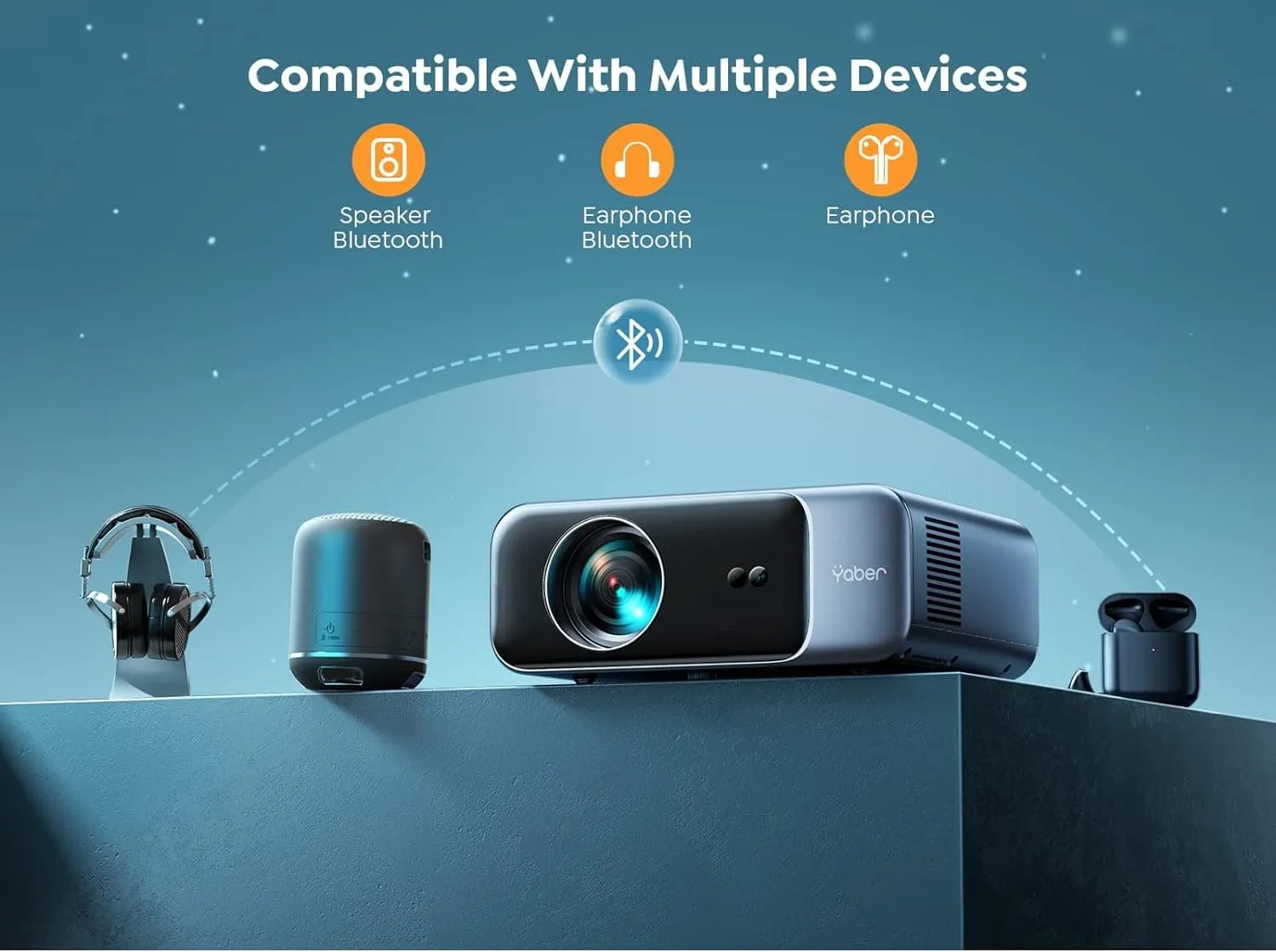 YABER PRO V9 Projector 4K, 25000 Lumens FHD 1080P Portable Projector, WiFi6 Bluetooth 5.2 Projector, Smart Projector, Home Cinema Projector for Smartphone/TV Stick/PPT